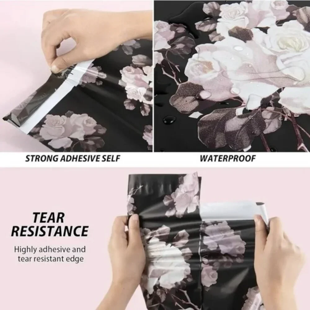 Black Floral 10 X13 Poly Mailers 20 Count New